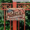 2D Flat, 1pc "250 Years of Freedom" USA Patriotic Aluminium Sign 12x8 Inch - Vintage American Flag Design, USA 250th Anniversary Independence Day