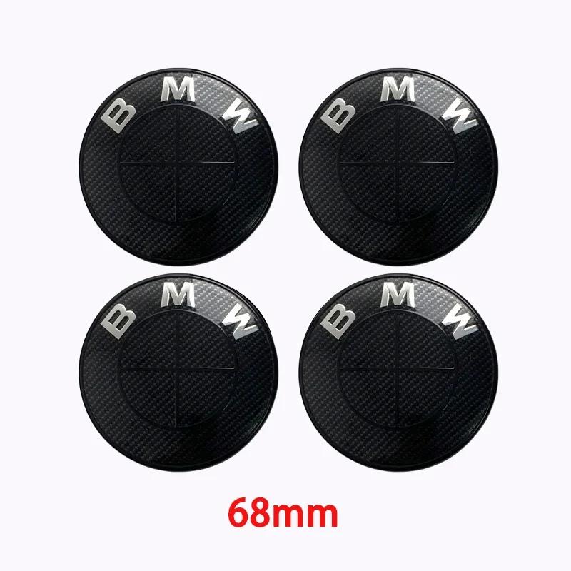 45/74/82mm Hood/Trunk Emblems + 68mm Wheel Hub Covers - Compatible with BMW 3/4/5 Series & X5/X6 (F Series) - Black/White DV1