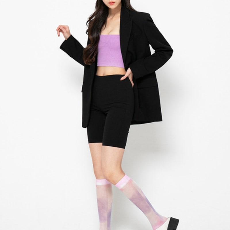 Romantic Tiger Clouds Purple Knee Stockings