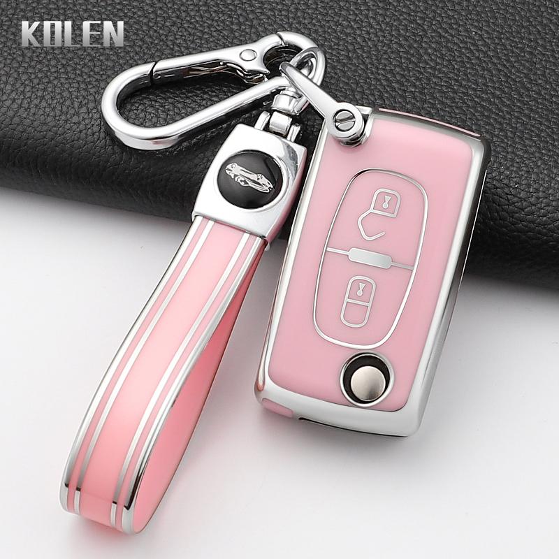 Mode Auto Schlüsselhülle Abdeckung Für Citroen C2 C3 C4 C5 C6 Xsara Berlingo Für Peugeot 207 307 308 407 607 807 Geschützter Schlüsselanhänger Fob