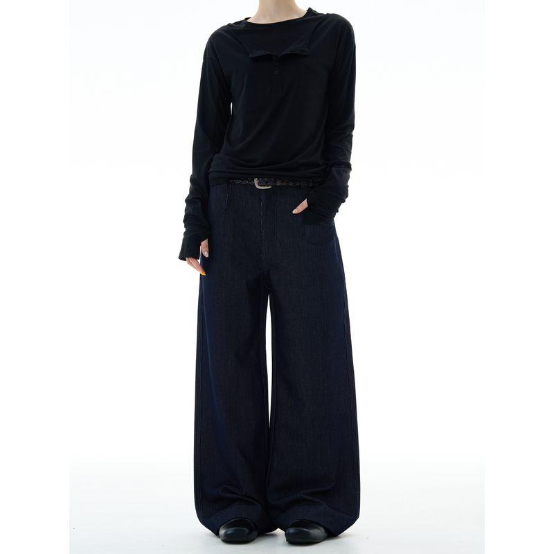 Madwitch American-Style Simple High-End Drape Jeans Unisex Loose Casual Cleanfit Versatile Pants Trendy