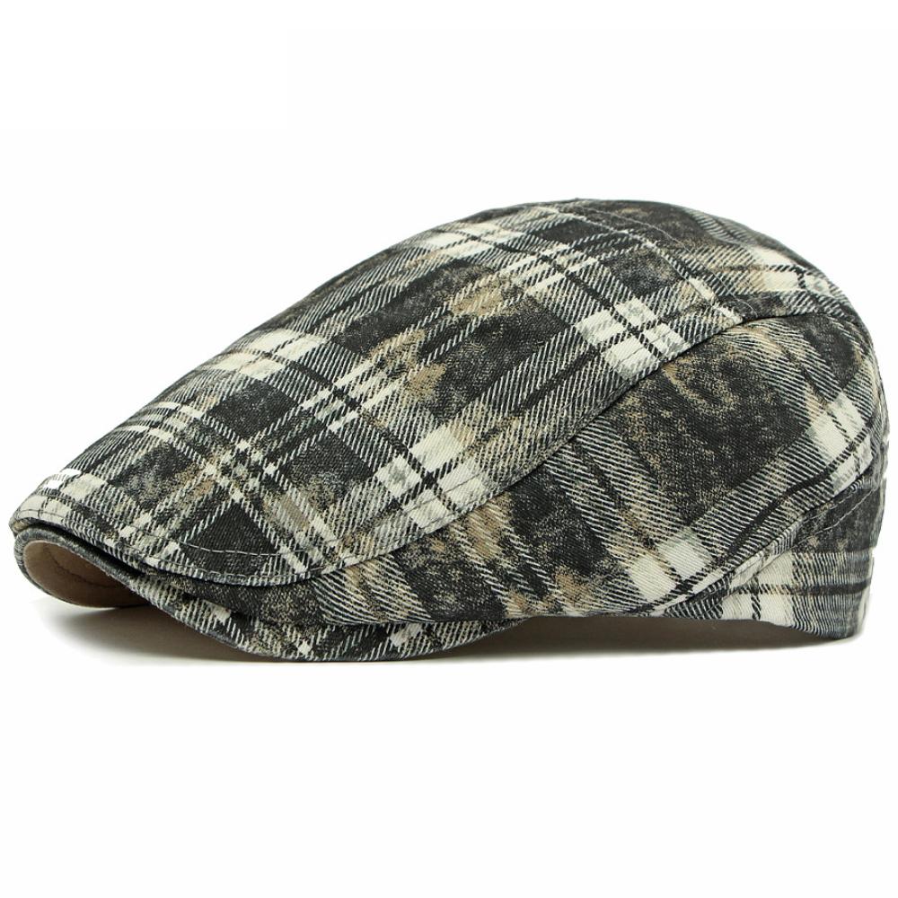 HT4800 Beret Caps Men Women Vintage Plaid Artist Painter Beret Hat Male Female Ivy Flat Cap Spring Summer Adjustable Mens Berets
