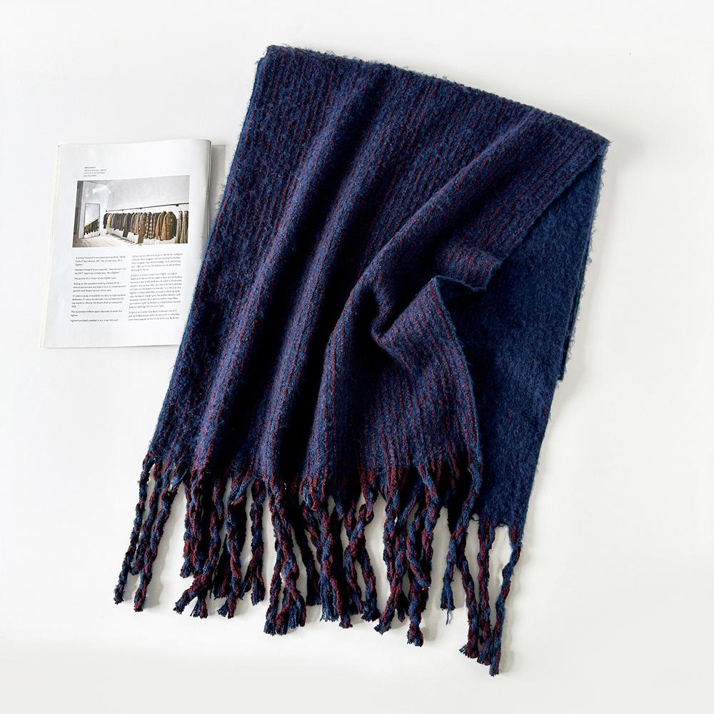 High-End Soft Loose Beard Knitted Scarf For Women In Winter With Wool Korean Style Solid Color Atmosphere Warm Scarf Shawl