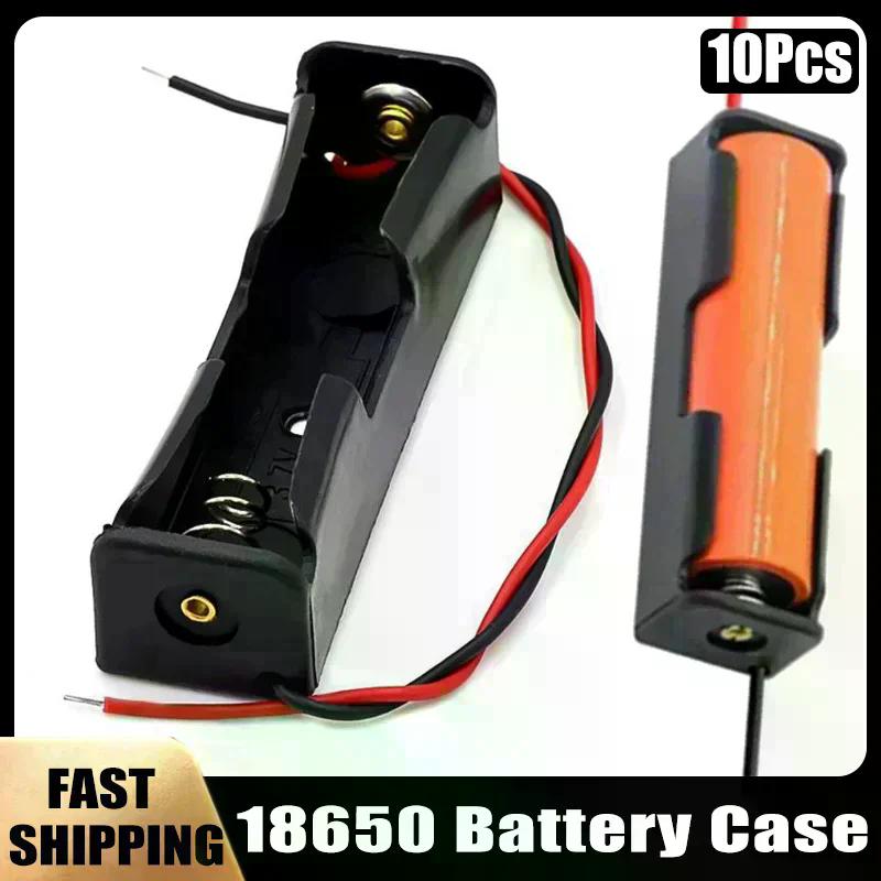 10Pcs/lot Single Slots 18650 Battery Case Holder With Wire Bundle DIY Batteries Storage Boxes 18650 1 Bay Cell Battery Holder