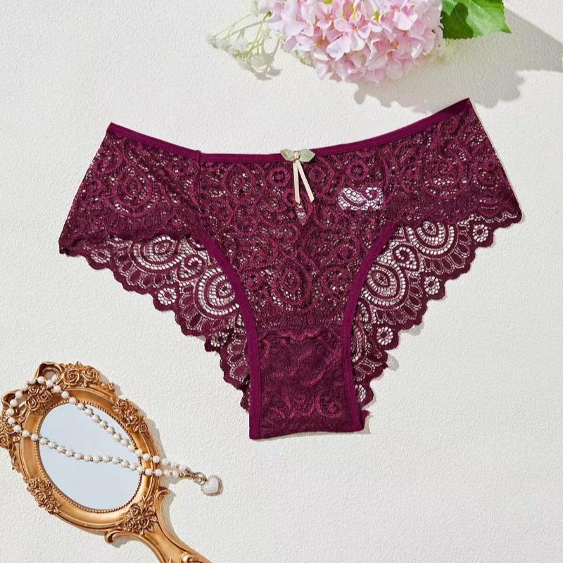 

Роскошные кружевные трусики с цветочной вышивкой, женские трусы, сексуальное полое нижнее белье, женское нижнее белье, дышащие трусы M фиолетовый