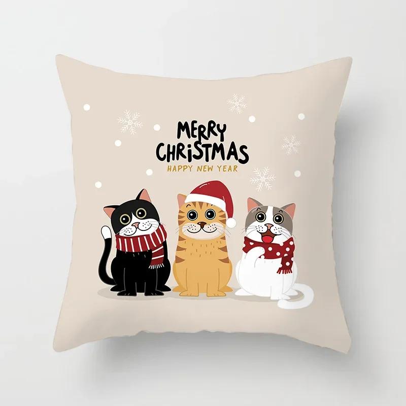 Christmas Pillowcase  Tree Santa Claus Elk Cushion Cover Merry  Home Happy New Year Gift