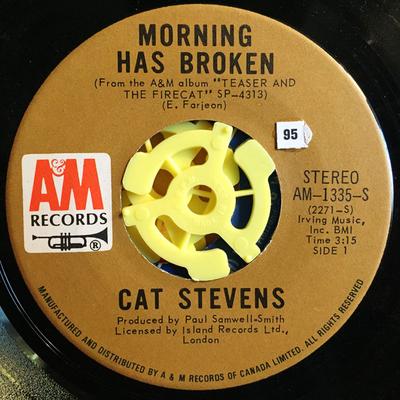 7inch Record CAT STEVENS - Morning Has Broken / I Want To Live AM1335S A&M 1972 Canada Rock Used