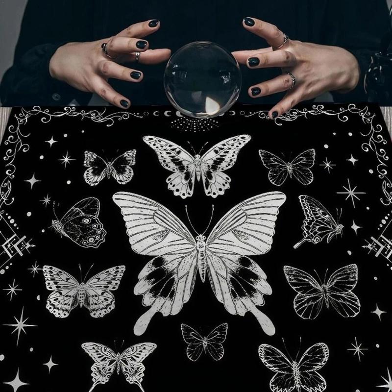 Butterfly Pattern Tarots Card Tablecloth Altars Cloth Altars Cloth Divinations Cards Table Cloth Tapestry Decoration