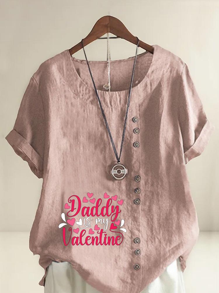 Women s Fashion Red Letters Print Casual Cotton Linen Short Sleeve Round Neck T-shirt Shirt Leisure Loose Summer Blouse Tops S розовый