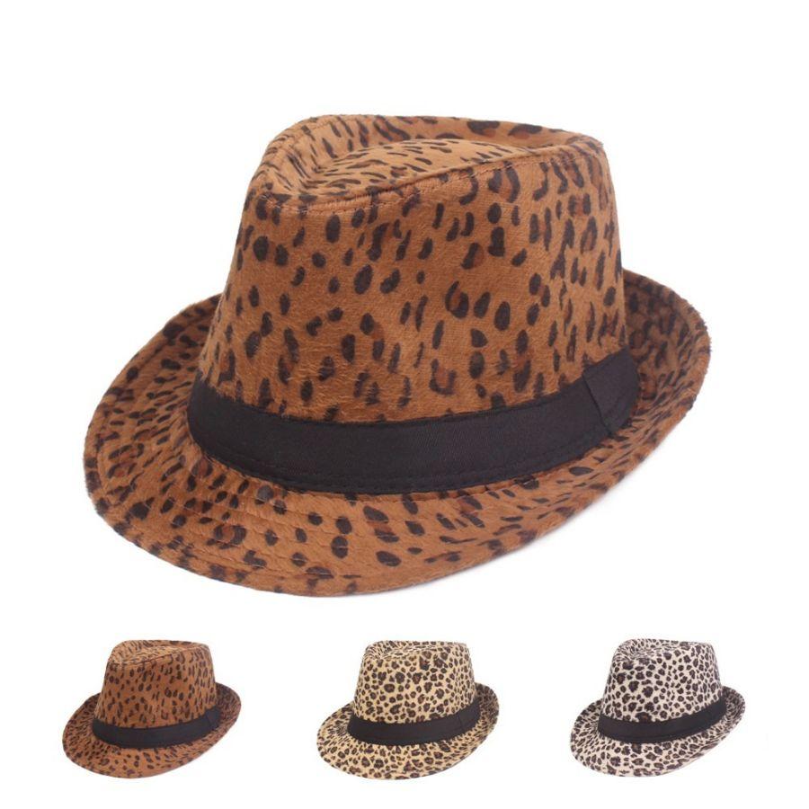 Autumn Winter Women's Fashion Top Hat Sexy Fashion Jazz Hat British Retro Gentleman Hat Men Leopard Animal Fedoras Top Party Hat