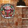 Christmas Themed Iron Wall Art Decor 7.8 Inch Round Metal Sign with Gingerbread and Holiday Mug Design Welcome Door Sign