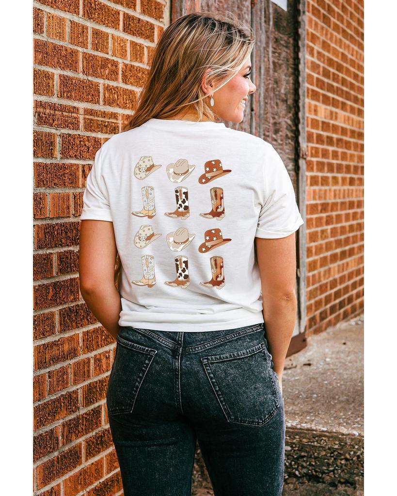 Azura Exchange Double-Side Cowboy Hat & Boots Graphic Tee