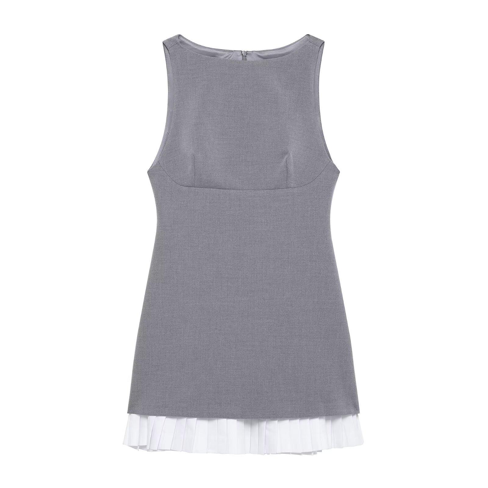 

Весна 2025 Женское элегантное приталенное платье из поплина в лоскутной технике Small серый