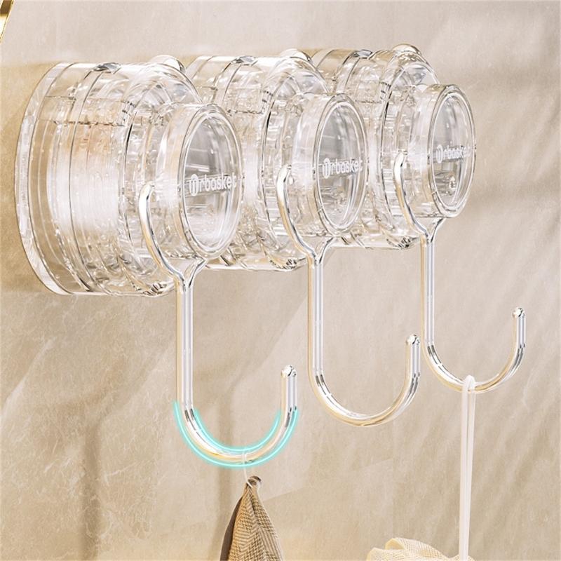 Set of 2 Suction Cup Hook Clip Multifunctional Clear Holders for Home and Supermarket Daily Casual Use Organization