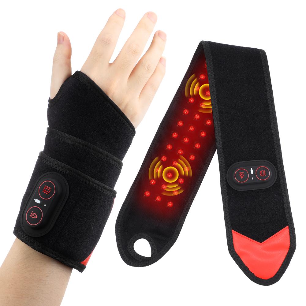 Durable And Safe Electric Heating Wrist Guard 660&850Nm Red Light Hot Compress Wristband 3 Levels Vibration Massage Wrist Brace Hand Protector