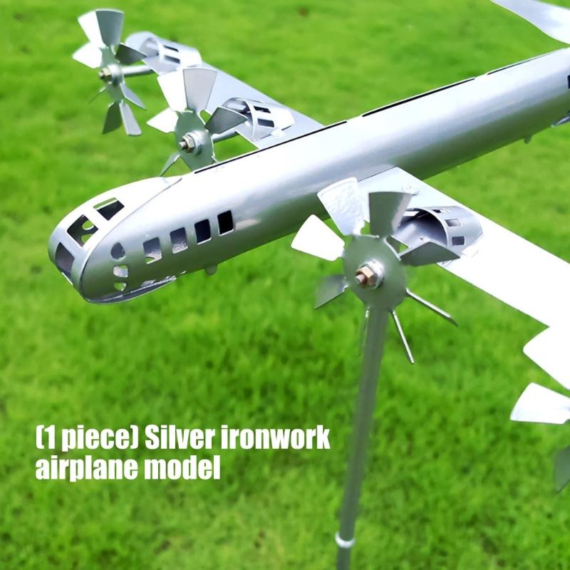 Garden Decoration Aircraft Wind Sculpture Aircraft Wind Sculpture Garden Yard Ground Windmill for Front Yard Porch