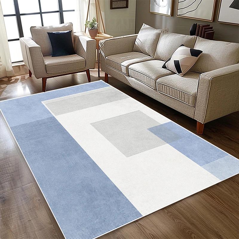 Modern Blue White Carpet Living Room Simple Style Decoration Home Sofa Area Washable Rug Bedroom Bedside Non-slip Plush Foot Mat