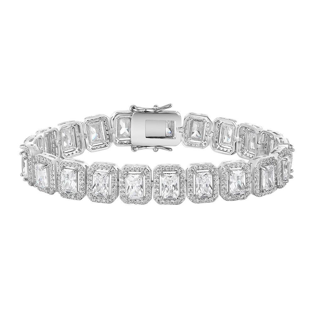 A Square New European and American Hip Hop Copper Inlaid Zircon Bracelet Cuban Chain Tide