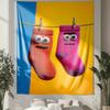 Childrens Fun Cartoon Socks Digital printing polyester wall tapestry suitable for use in living rooms bedrooms bars and party