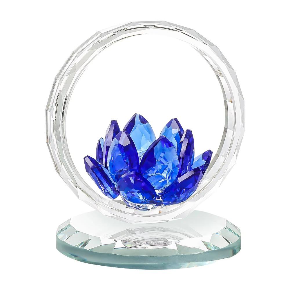 Reflection Effect Lotus Flower Figurine Stable Base Clear Lotus Flower Collectible  Home Decor