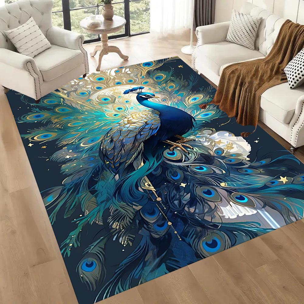 Elegant Peacock Fantasy Art Floor Mats for Living Room, Bedroom and Room Decoration Are Suitable for Gifts.