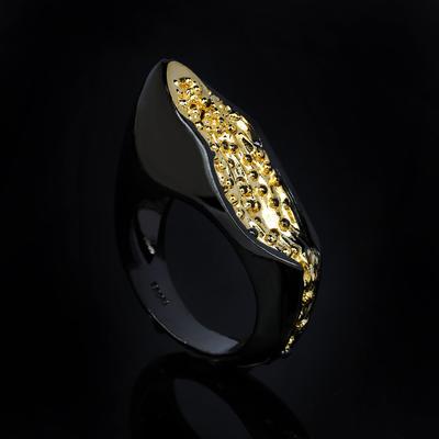 Creative Women's for Ring Black Gold Two-tone Geometric Simple Ring Irregular Black Gold Jewelry Party Jewelry