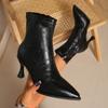 Brand Design Solid Black Wrinkle Ankle Boots Women 2025 Autumn Sexy Pointed Toe High Heel Chelsea Boots Fashion Slip on Shoes