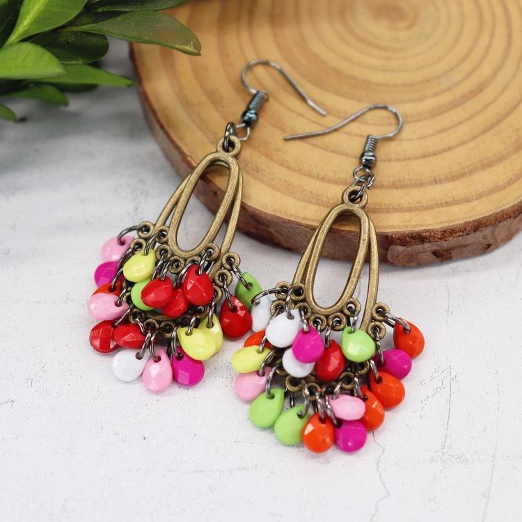 Handmade Retro Exquisite Water Drop Fringed Earrings Women's Long Versatile Temperament Earrings Smart Personality Show Face Thin Earrings