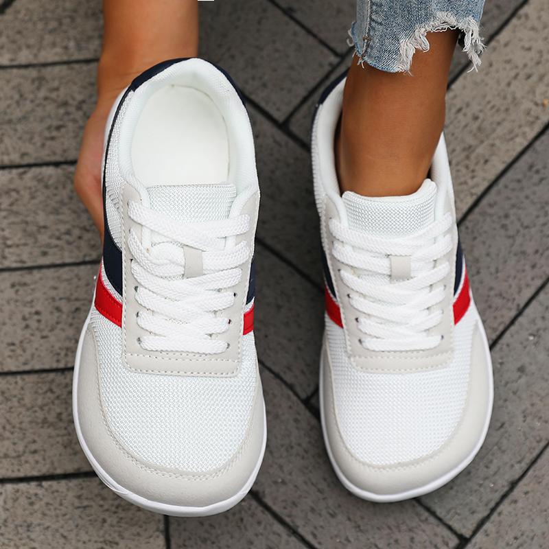 New Wide Toe Women Shoes Casual Soft Sole Wide Last Shoes Walking Sneakers Breathable  Mesh Comfortable Lace Up Barefoot Shoes