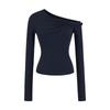 Spicy Girl Off-the-Shoulder Twisted Design Long-Sleeve Petite T-Shirt (2026)