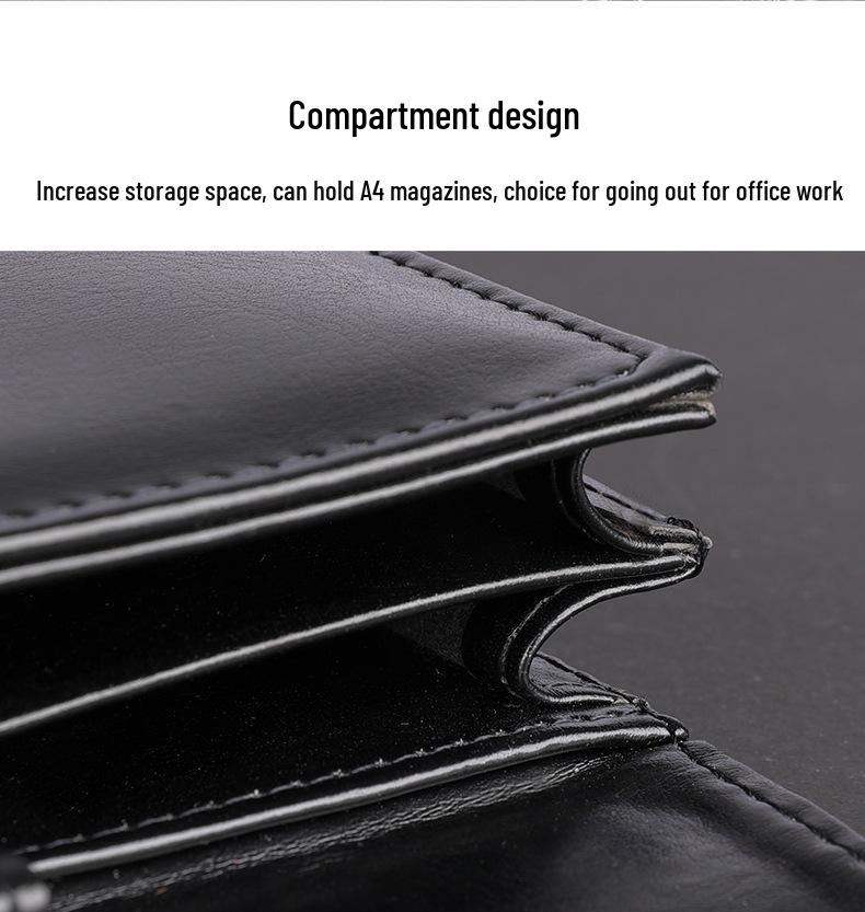 A4 Leather Business Briefcase with Combination Lock and Custom Logo