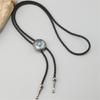 Turquoises Flower Pendant Bolo Tie Necklace For Men Women Cowboy Adjustable Leather Cord Necktie Casual Evening Wear
