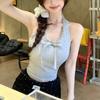 Summer women's new Korean Spice Girls sexy slim European and American style bow lace neck sling vest top