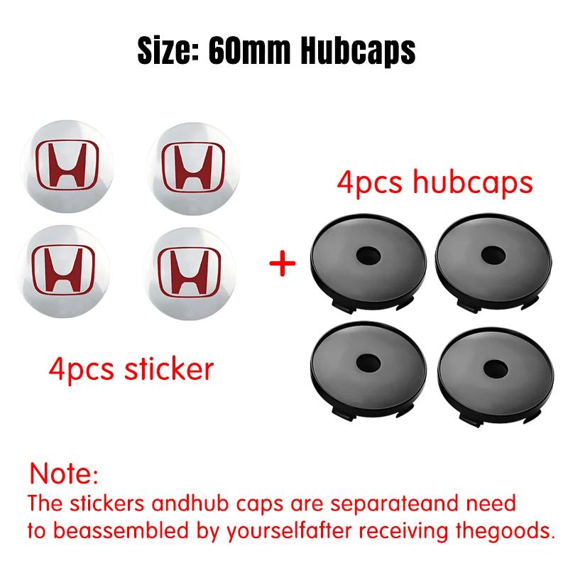 4pcs 56/60mm Car Wheel Center Cover Hub Caps Badge Auto Accessorie For Honda Mugen INSPIRE VTEC DOHC Modulo Vezel CITY CIVIC RR