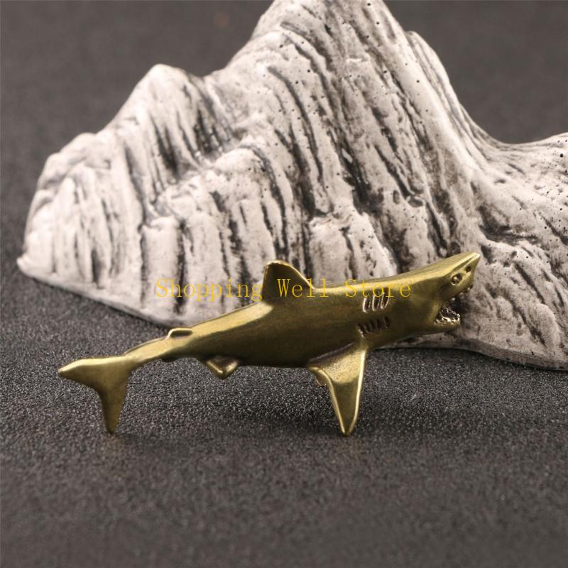 KX4B Handmade Shark Figurine Brass Fish Sculpture for Distinctive Interior Designs and Gift Purposes Delicate and Stands Out