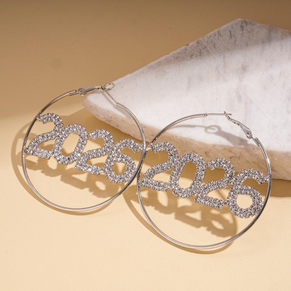 Rhinestone Happy New Year Earrings Aesthetic 2026 Necklace Trendy 2026 Jewelry Suit  Party