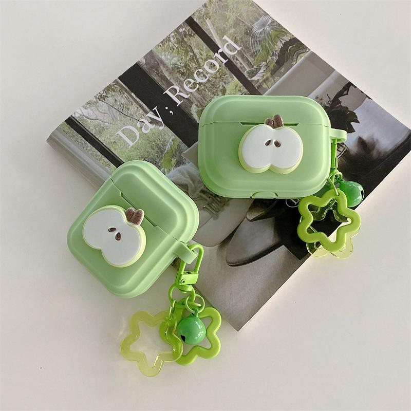 Matcha green three-dimensional apple for AirPods 1 generation protective case second generation 1 generation pro1 apple bluetooth headset case