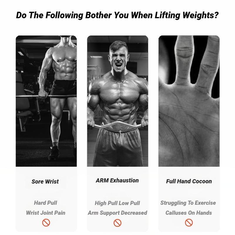 2Pcs Cowhide Gym Gloves Grips Anti-Skid Weight Power Belt Lifting Pads Deadlift Workout Fitness Palm Protection Training Guards