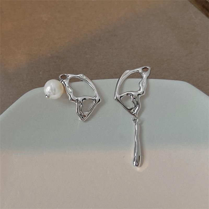 New Asymmetric Hollow Water Drop Dangle Earrings Silver Color Irregular Metal Geometric Statement Hanging Earrings Brincos