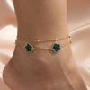 Delicate Double Layer Five-Leaf Clover Anklet for Women Exquisite Lucky Floral Summer Beach Hoilday Jewelry Gifts