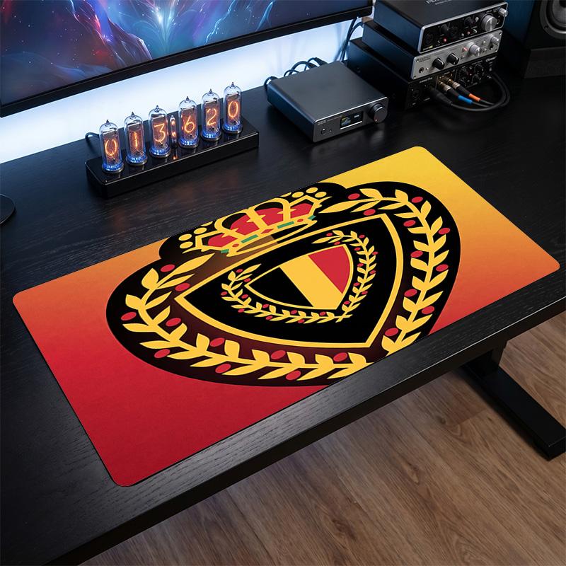 Belgium Football Crest Mouse Pad, Extended Non Slip Rubber Desk Mat for Gaming Office Laptop Fan Gift
