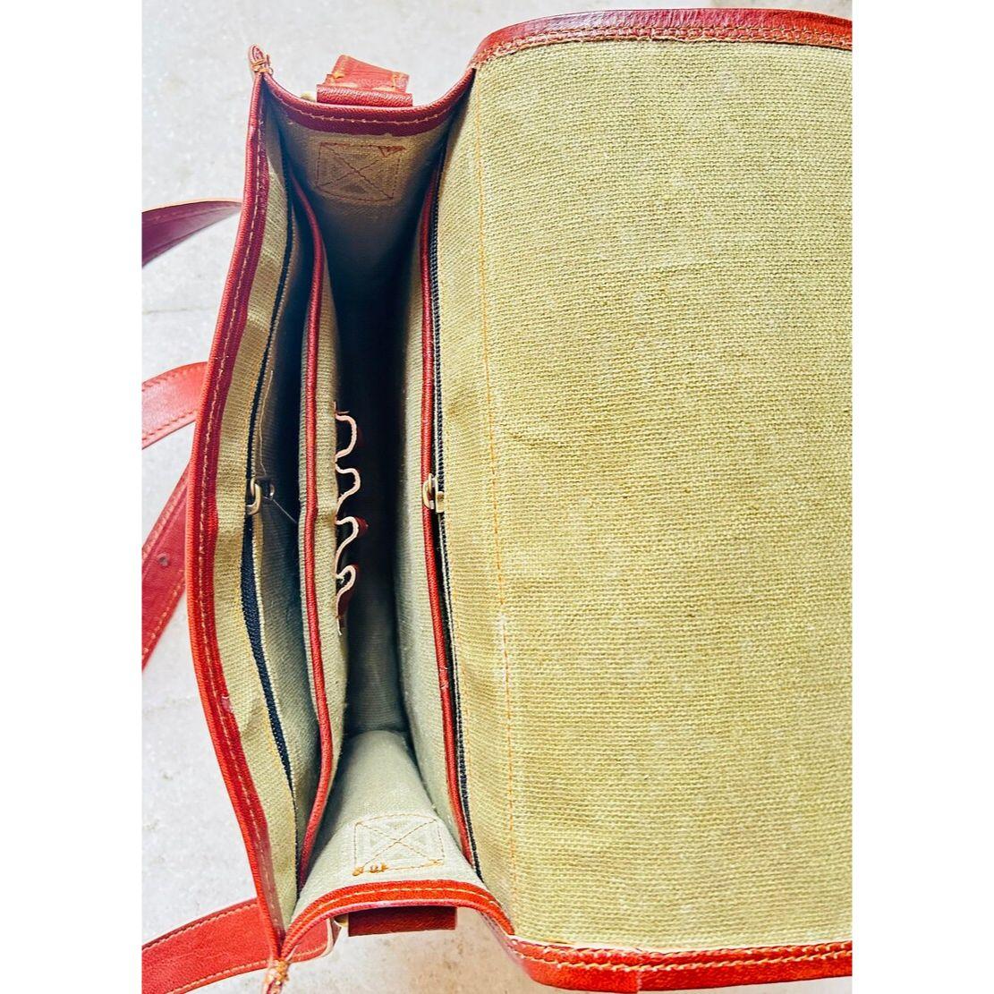 Кожаная сумка-портфель с седельной прострочкой и полосками спереди. 7 x 9 x 2.5 — фото 3