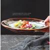 Creative European Ceramic Dinner Plate, Kiln-Changed Green Glaze Steak Plate, Household Salad Dish