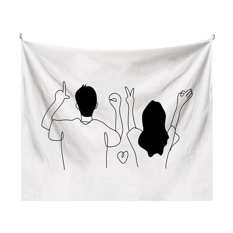 Couple Abstraction Tapestry Home Bedroom Hanging Dormitory Decoration Background Decor White Line Art Wall Hanging Tapestry