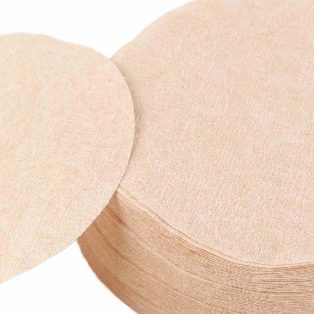 100 PCS Set Unbleached Paper Coffee Filter Paper Odorless Dia. 68mm Replacement Filter Dia. 60mm Round Shape Wooden Fiber Filter