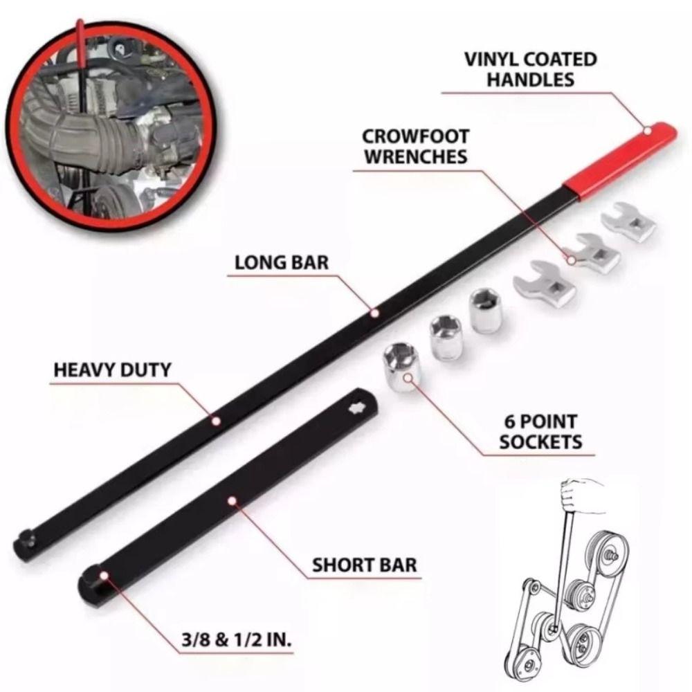 8 Pcs 3/8" Dual-Use Head Belt Tension Adjuster Tool Automotive Repair Kit Workshop Use