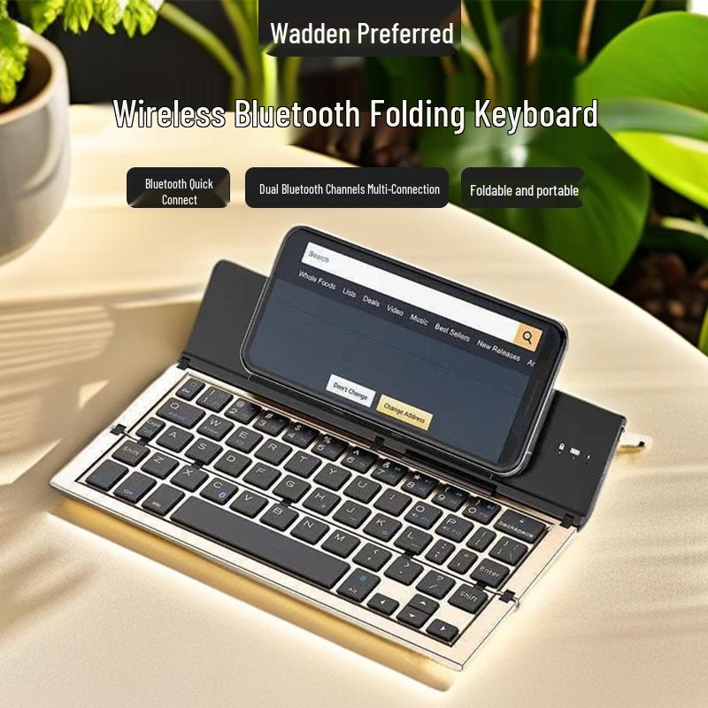 Compact Foldable Bluetooth Keyboard - Silent, Rechargeable, and Portable for Mobile Phones & Tablets