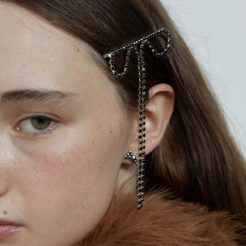 LOVE ME MONSTER Cubic Long Ribbon Hair Pin (L244MHA010)