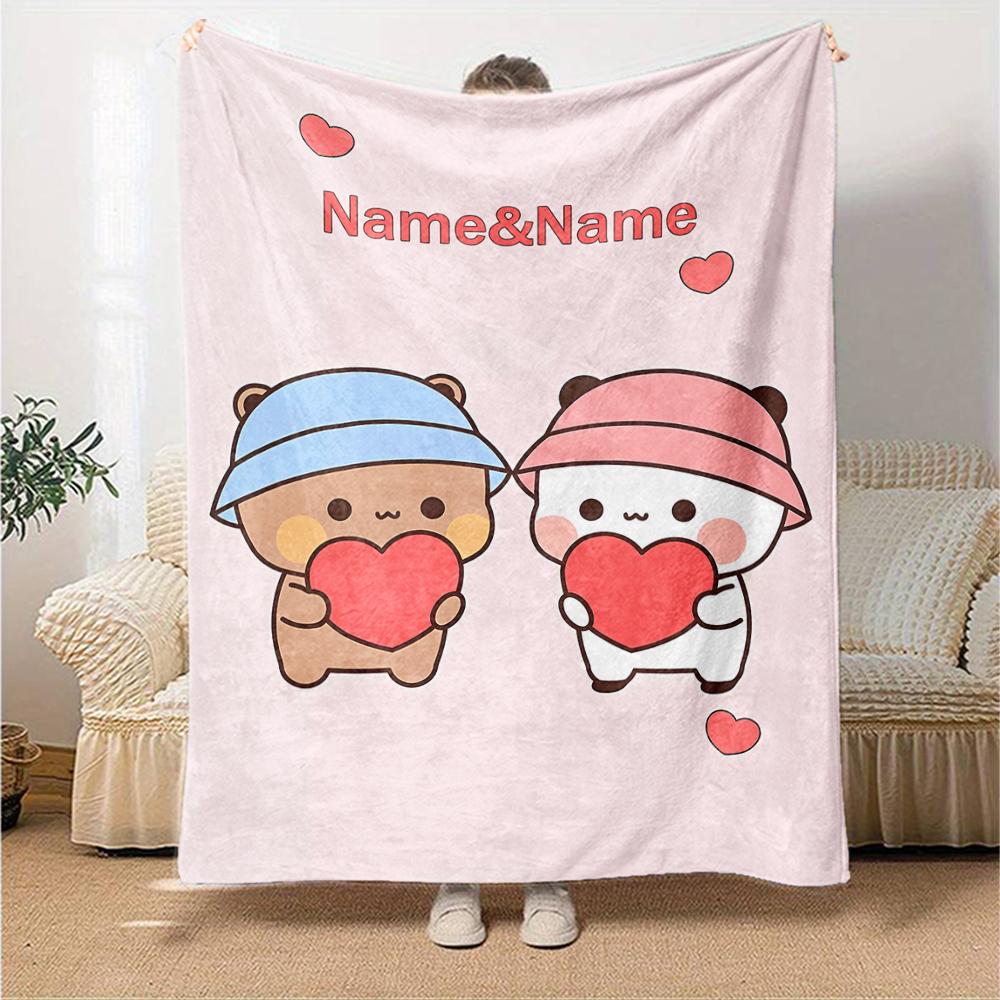 Custom Name Bubu Dudu Theme Printed Blanket - Perfect for Couch, Bed, Travel & Outdoor Use | Machine Washable, Cozy & Durable.