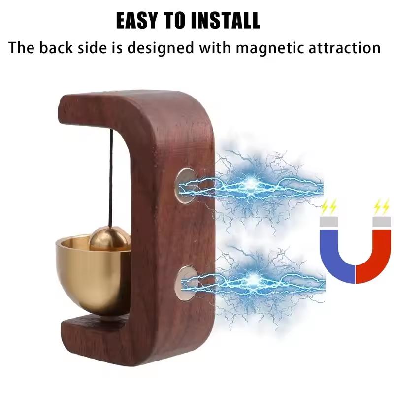 Doorbell Solid Wooden Magnetic Brass Wind Chimes Dopamine Style Meditation Bells for Bedroom Door Boho Zen Gift for Mindfulness
